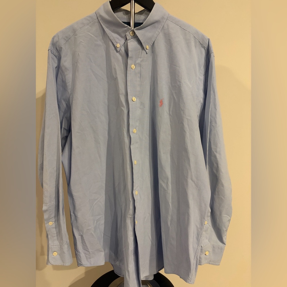 Ralph Lauren Men’s Light Blue Classic Fit Button-Down Shirt 17